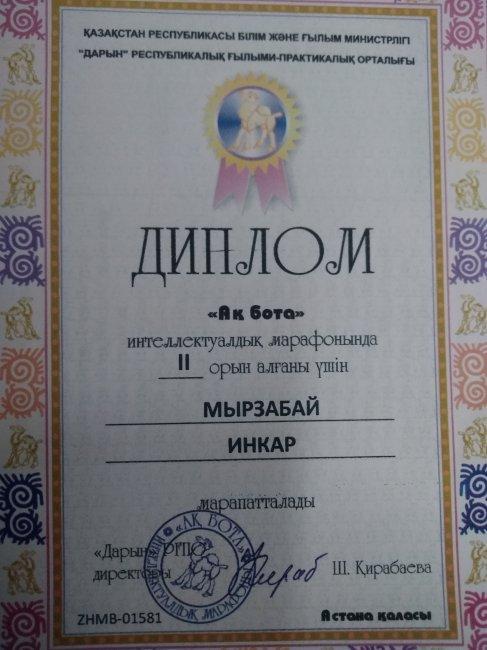 2017-2018 оқу жылындағы "Ақ бота" интеллектуалдық марафонындағы оқушылардың жетістіктері