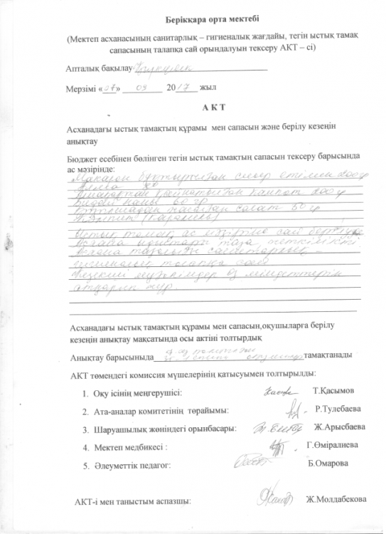 Ыстық тамақ сапасы