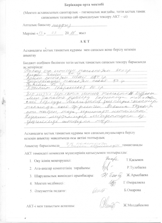 Ыстық тамақ сапасы