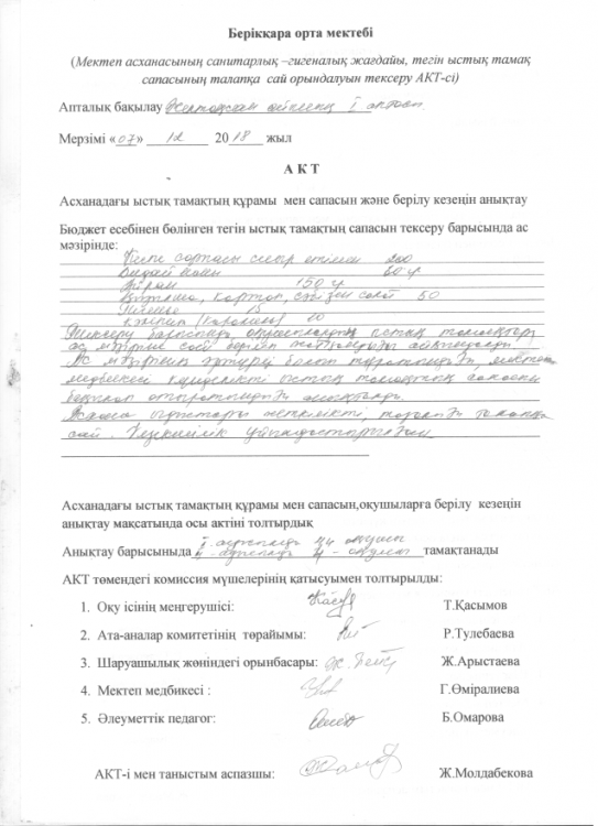 Ыстық тамақ сапасы