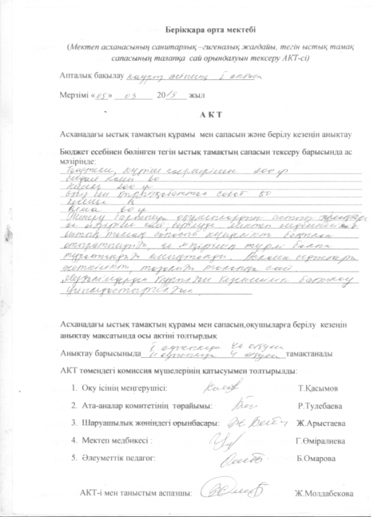 Ыстық тамақ сапасы