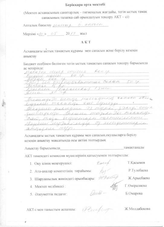 Ыстық тамақ сапасы