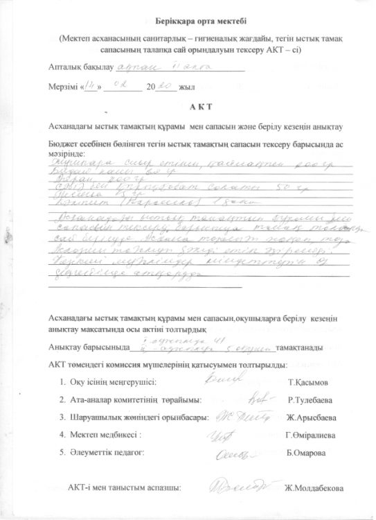 Ыстық тамақ сапасы