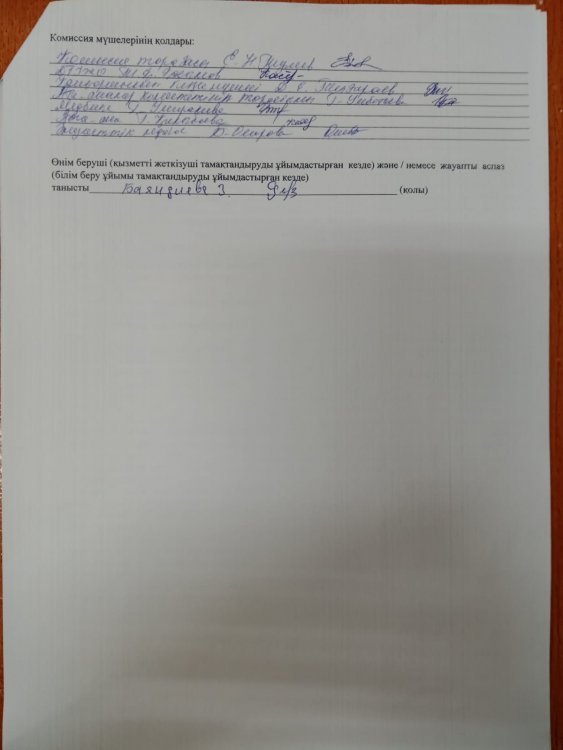 Тамақтану сапасына мониторинг жүргізу  актісі